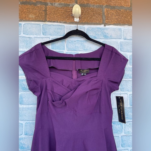 STOP STARING RETRO STYLE EGGPLANT COLOR DRESS SIZE 14 - Picture 5 of 15